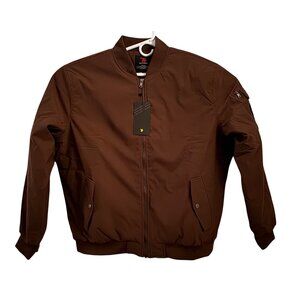Mens X-Large TBMPOY TRR Brown Bomber Jacket Quilted Lining Zip Arm Pocket XL